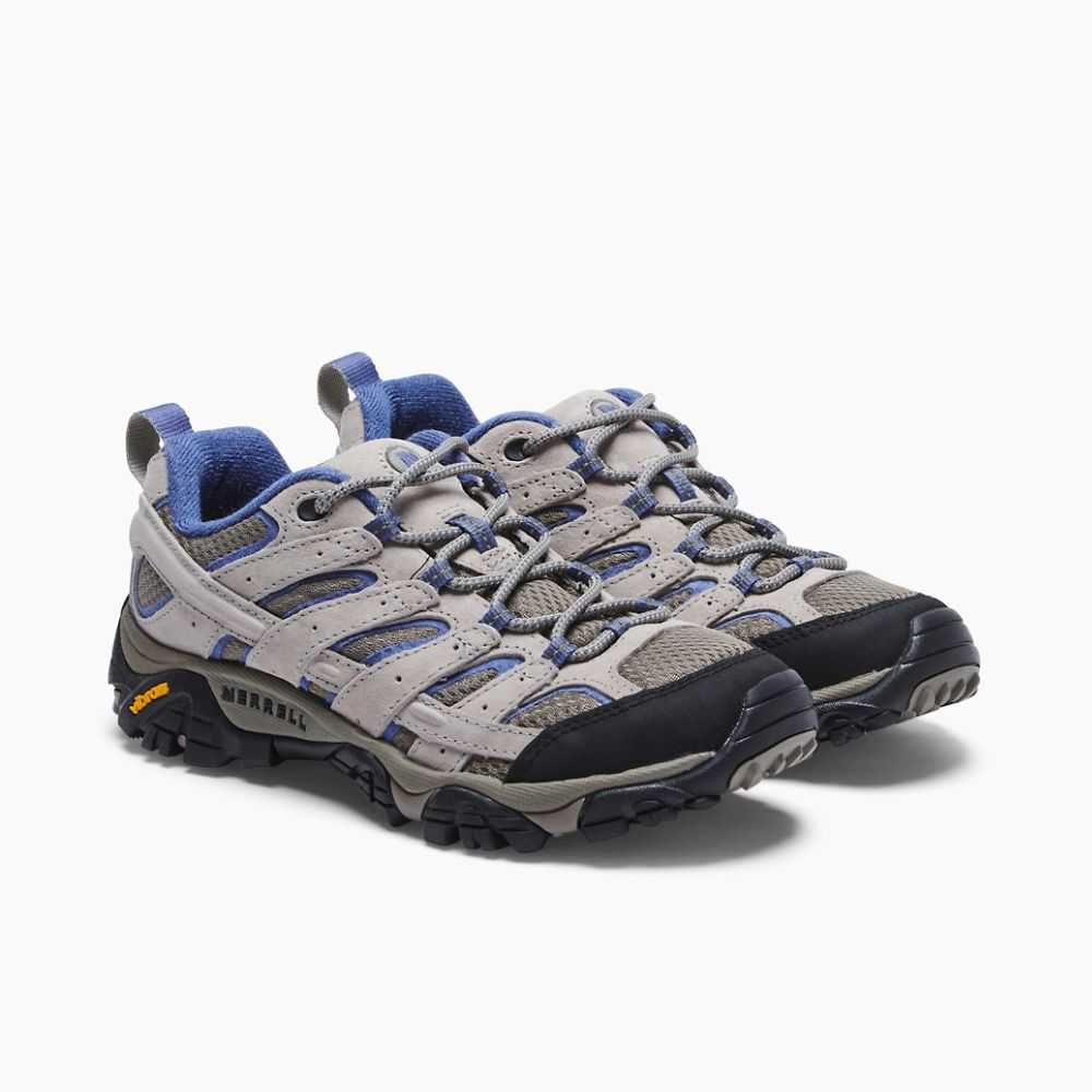 Grey/Blue Women's Merrell Moab 2 Ventilator Wide Width Hiking Shoes | Dubai-4395180