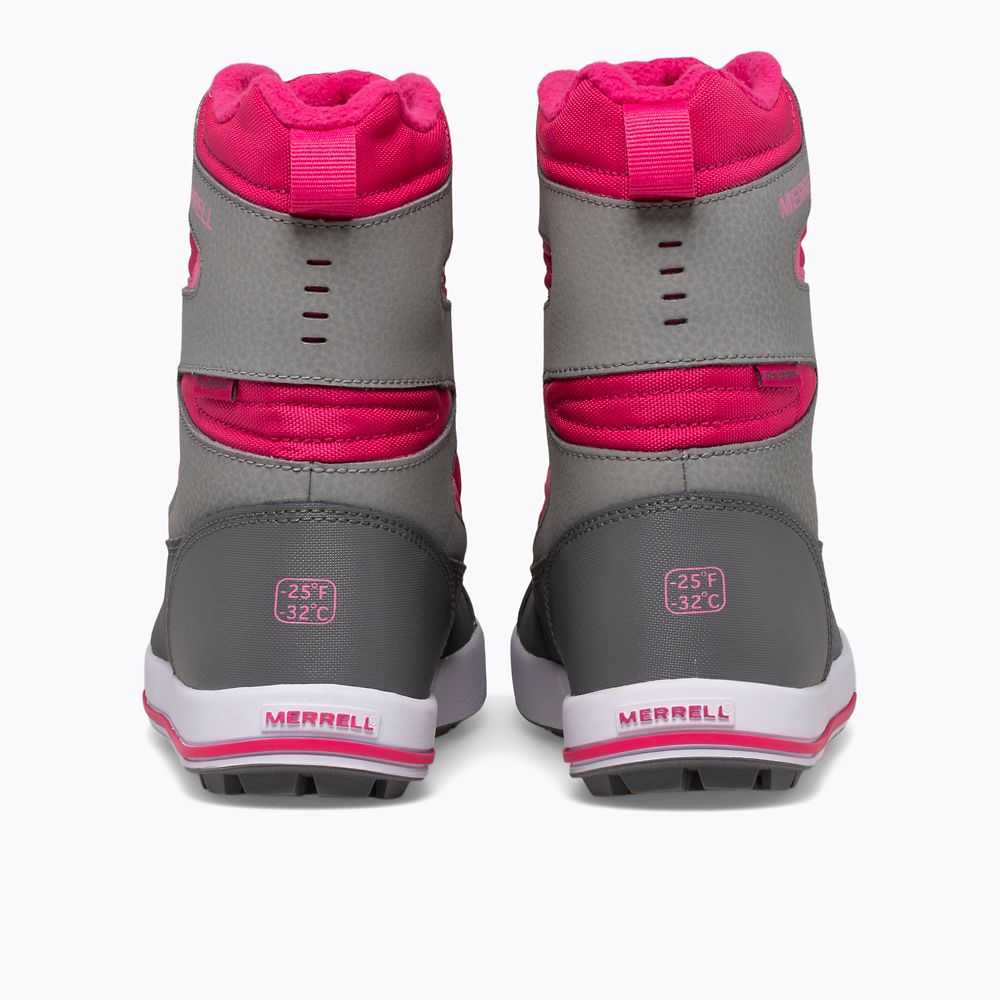 Grey/Fuchsia Boys' Merrell Snow Bank 3.0 Snow Boots | Dubai-5810432