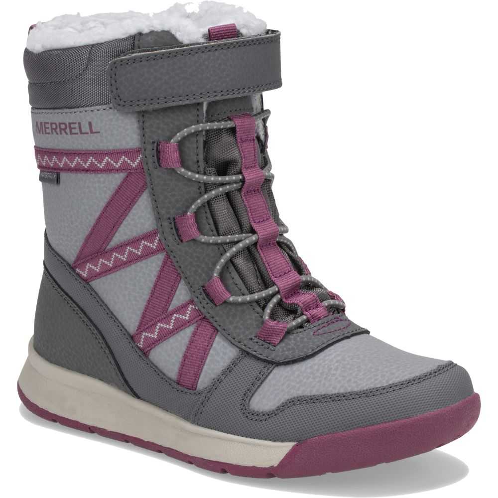 Grey/Fuchsia Boys' Merrell Snow Crush 2.0 Waterproof Boots | Dubai-7206834