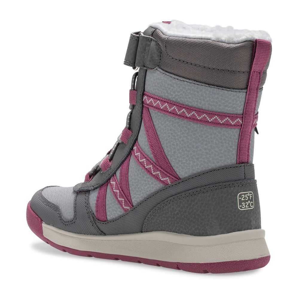 Grey/Fuchsia Boys' Merrell Snow Crush 2.0 Waterproof Boots | Dubai-7206834