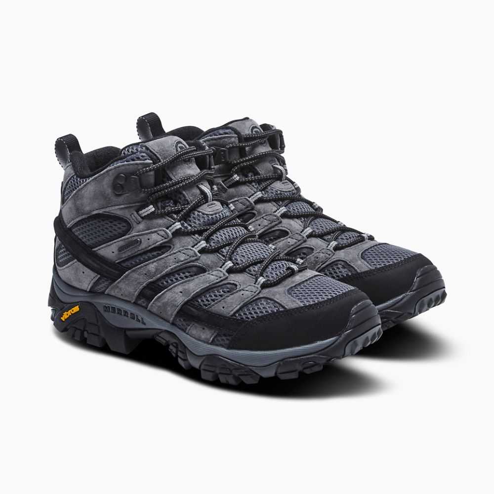 Grey Men's Merrell Moab 2 Mid Waterproof Wide Width Hiking Boots | Dubai-5749183