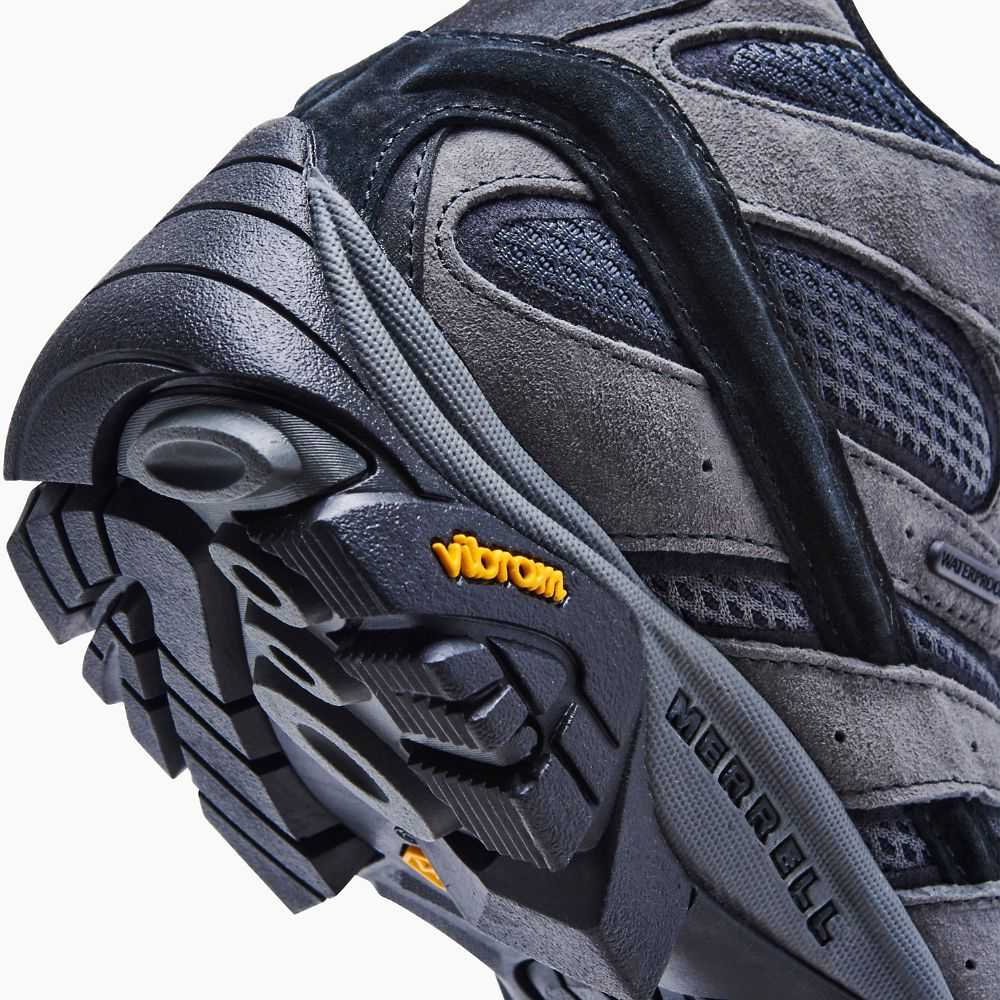 Grey Men's Merrell Moab 2 Mid Waterproof Wide Width Hiking Boots | Dubai-5749183