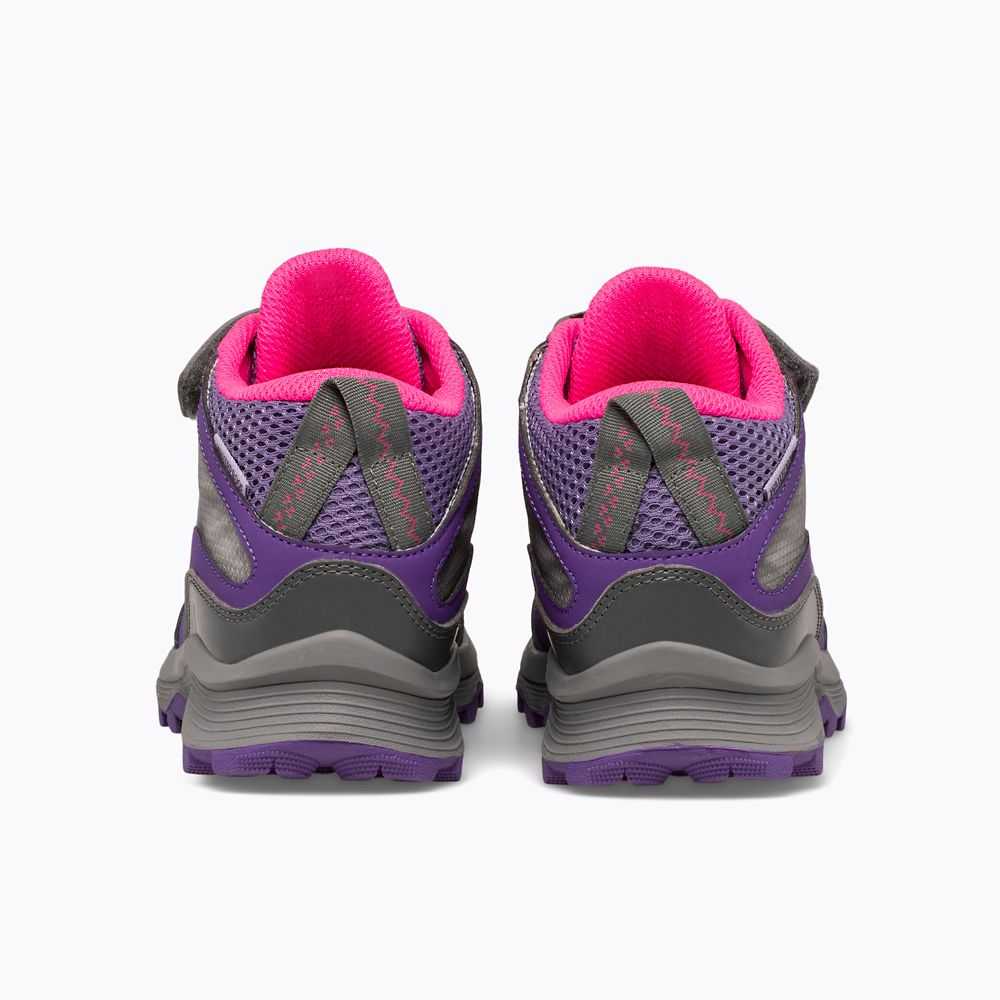 Grey/Pink/Purple Boys' Merrell Moab Speed Mid A/C Waterproof Waterproof Boots | Dubai-2086957