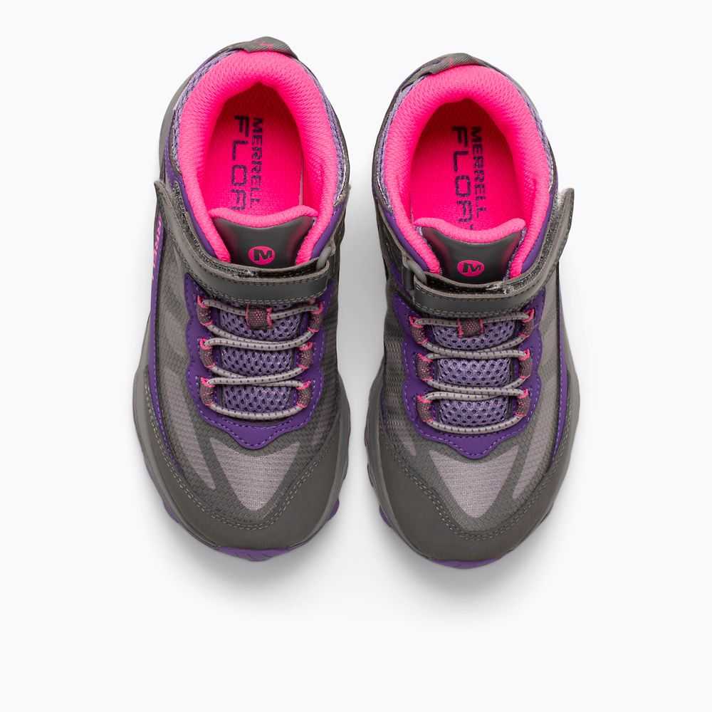 Grey/Pink/Purple Boys' Merrell Moab Speed Mid A/C Waterproof Sneakers | Dubai-6138452