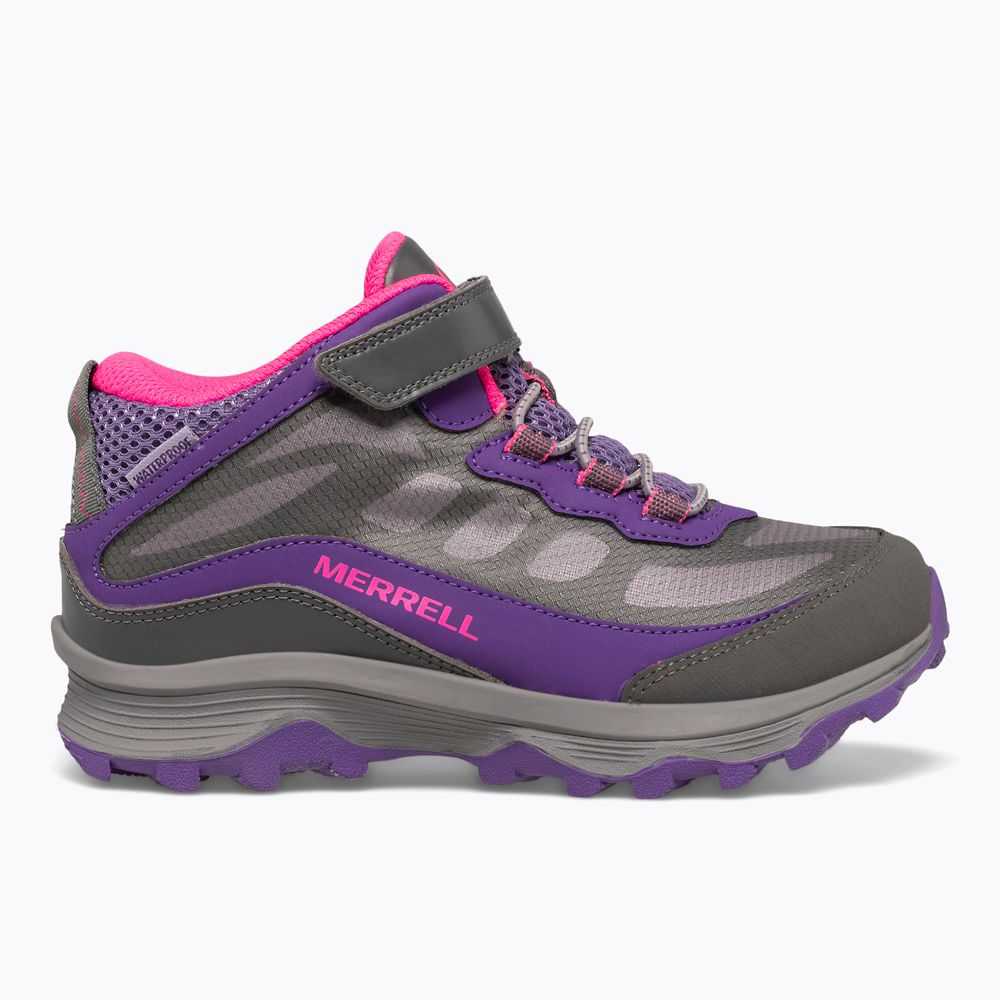 Grey/Pink/Purple Boys\' Merrell Moab Speed Mid A/C Waterproof Sneakers | Dubai-6138452