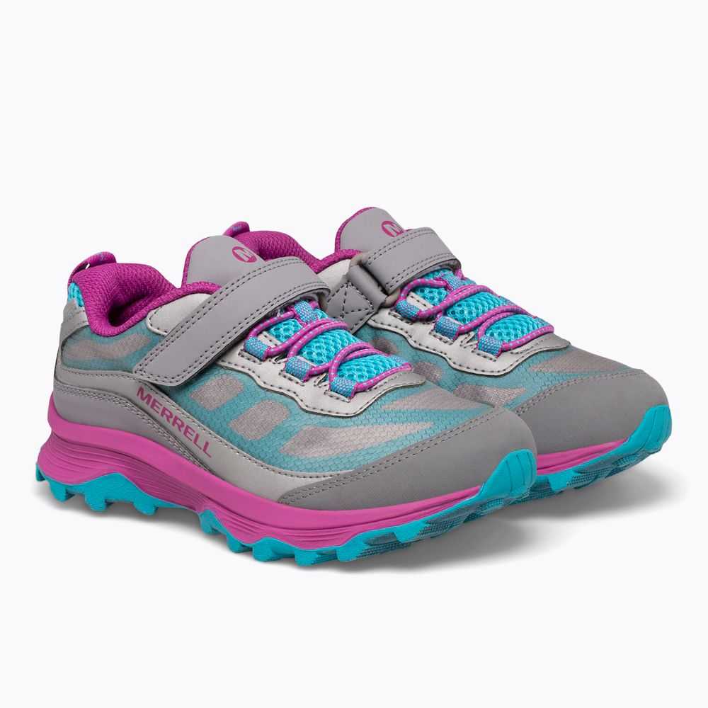 Grey/Silver/Turquoise Girls' Merrell Moab Speed Low Sneakers | Dubai-5793420