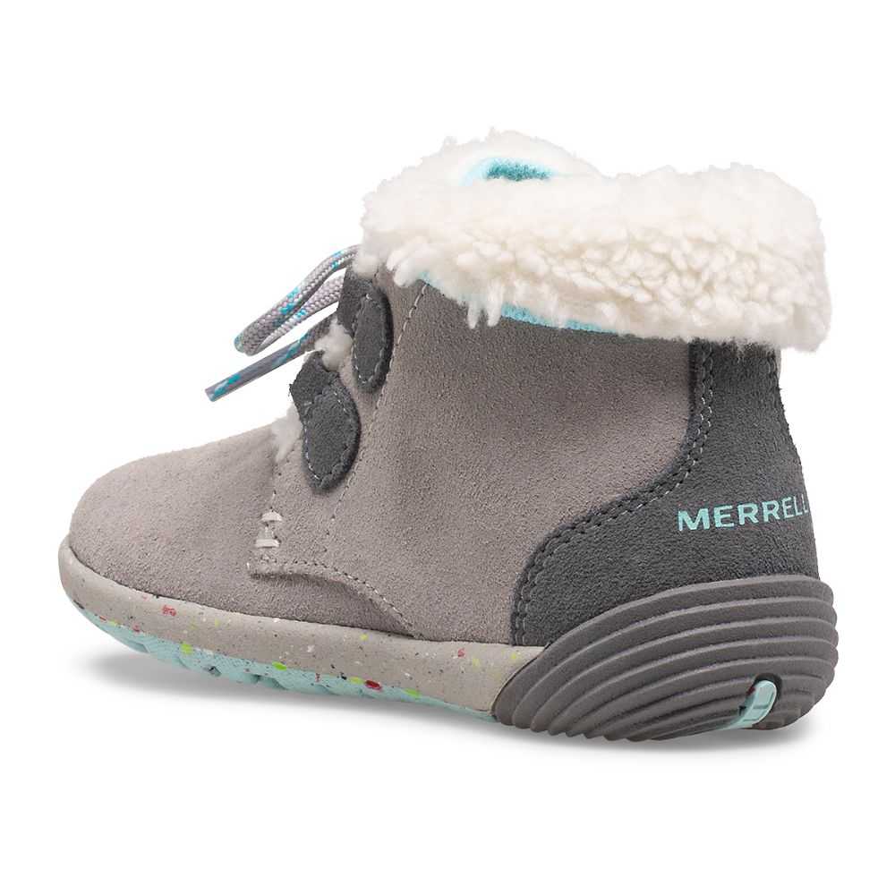 Grey/Turquoise Boys' Merrell Bare Steps® Winter Boots | Dubai-7346091