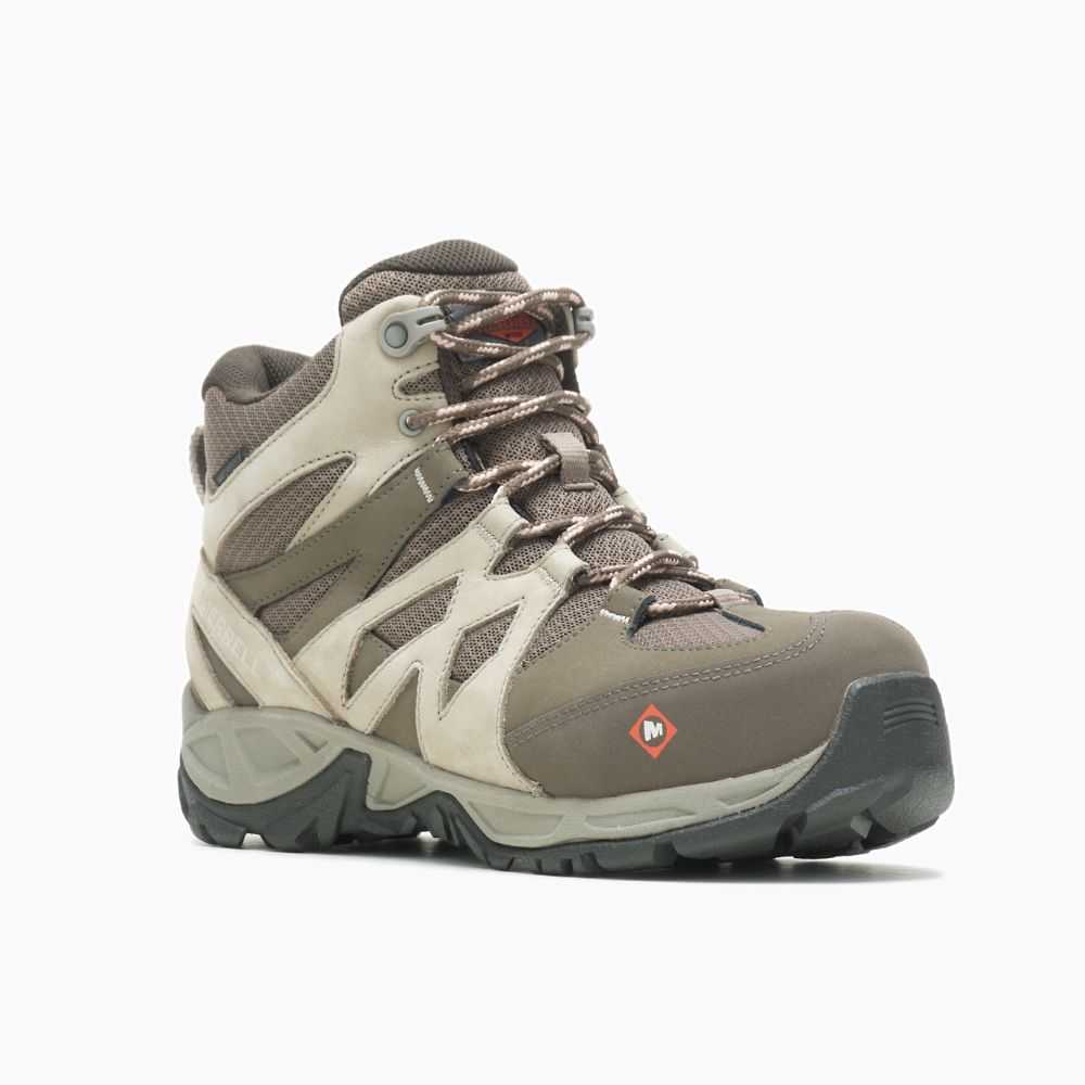 Grey Women's Merrell Siren Mid Waterproof Alloy Toe Work Boots | Dubai-5863192