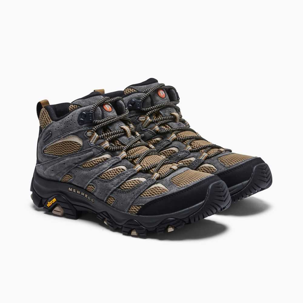 Light Brown/Grey Men's Merrell Moab 3 Mid Waterproof Hiking Boots | Dubai-9623401