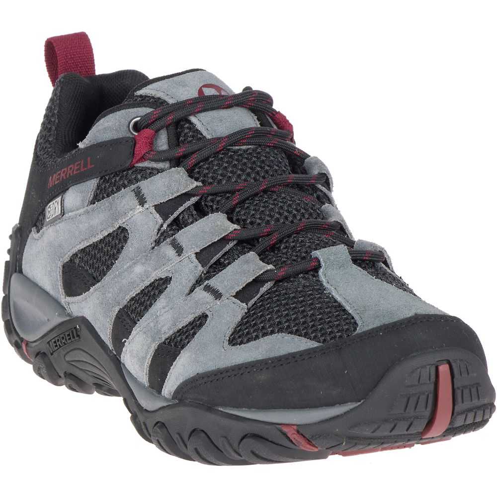 Light Grey/Black Men's Merrell Alverstone Waterproof Hiking Shoes | Dubai-2134759