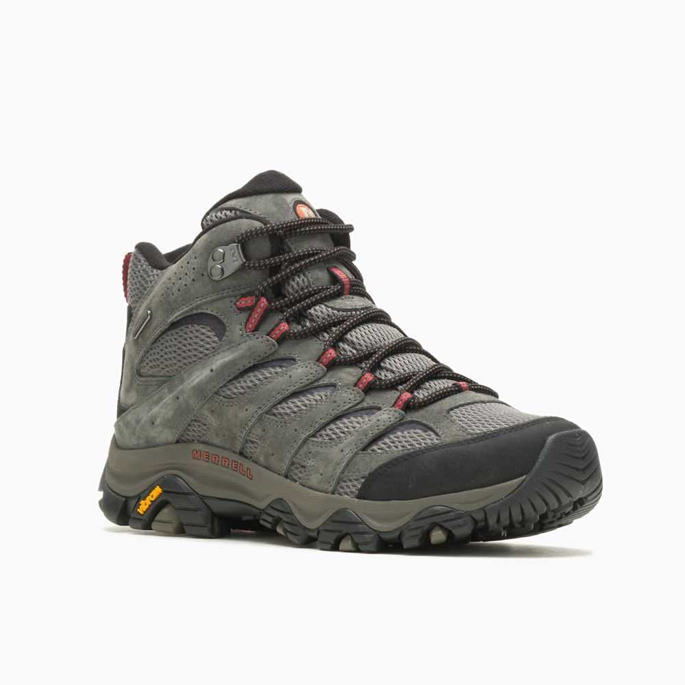 Light Grey Green Men\'s Merrell Moab 3 Mid Waterproof Wide Width Hiking Boots | Dubai-2715349