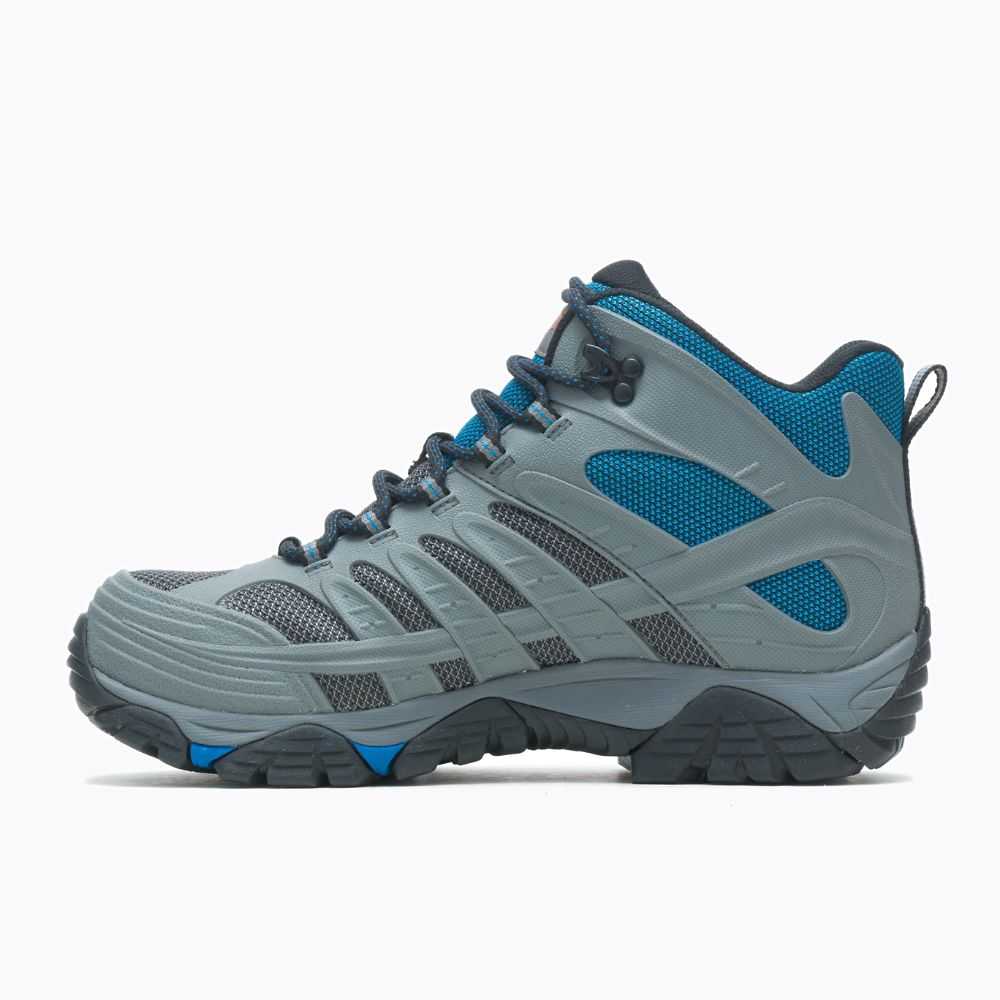 Light Grey/Royal Men's Merrell Moab Velocity Mid Waterproof Carbon Fiber Work Boots | Dubai-6398150