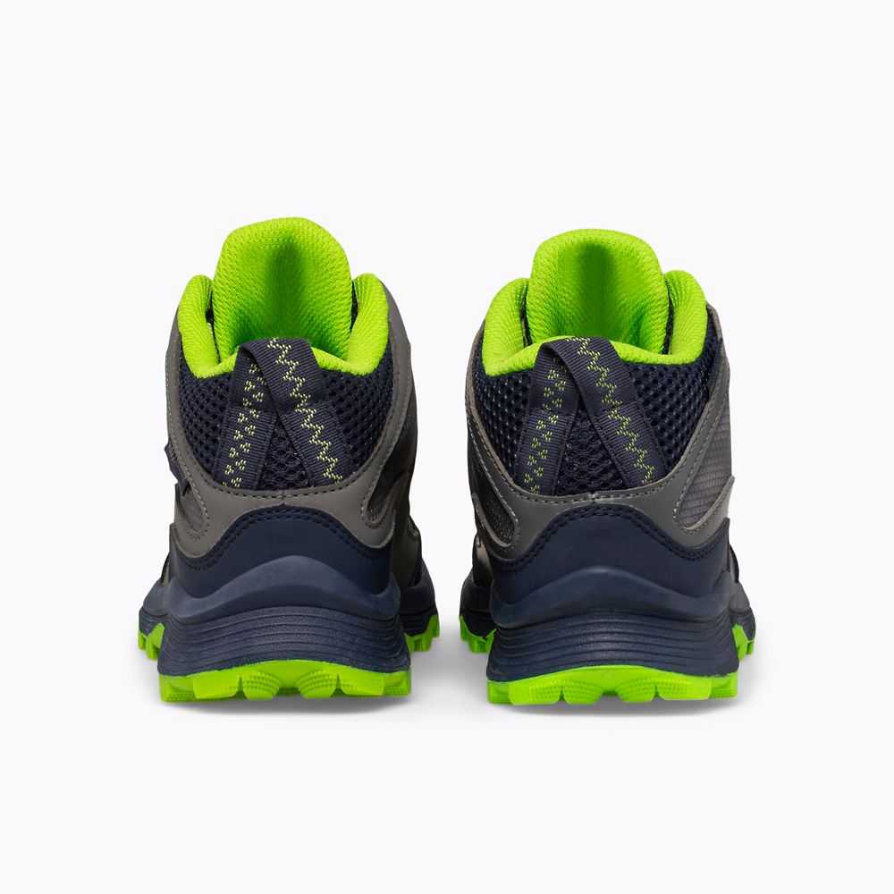 Navy/Grey/Light Green Boys' Merrell Moab Speed Mid Waterproof Waterproof Boots | Dubai-4916750