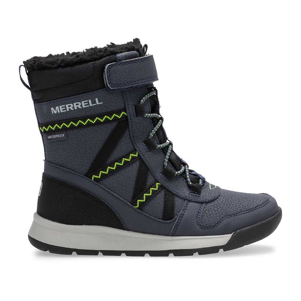 Navy/Light Green Girls\' Merrell Snow Crush 2.0 Waterproof Boots | Dubai-4071385