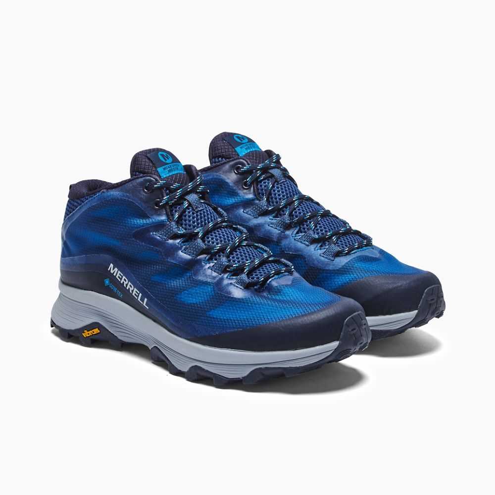 Navy Men's Merrell Moab Speed Mid GORE-TEX® Hiking Boots | Dubai-0648735