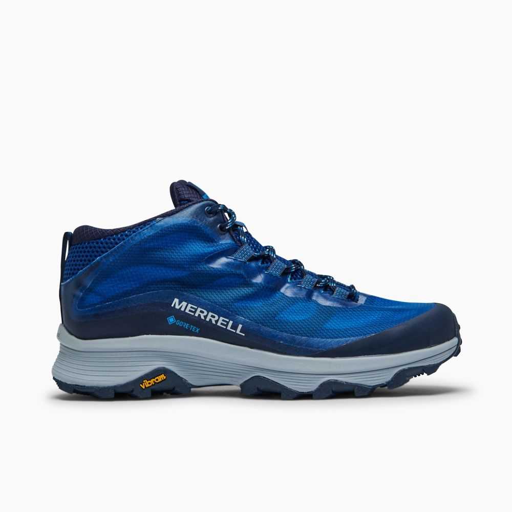 Navy Men\'s Merrell Moab Speed Mid GORE-TEX® Hiking Boots | Dubai-0648735