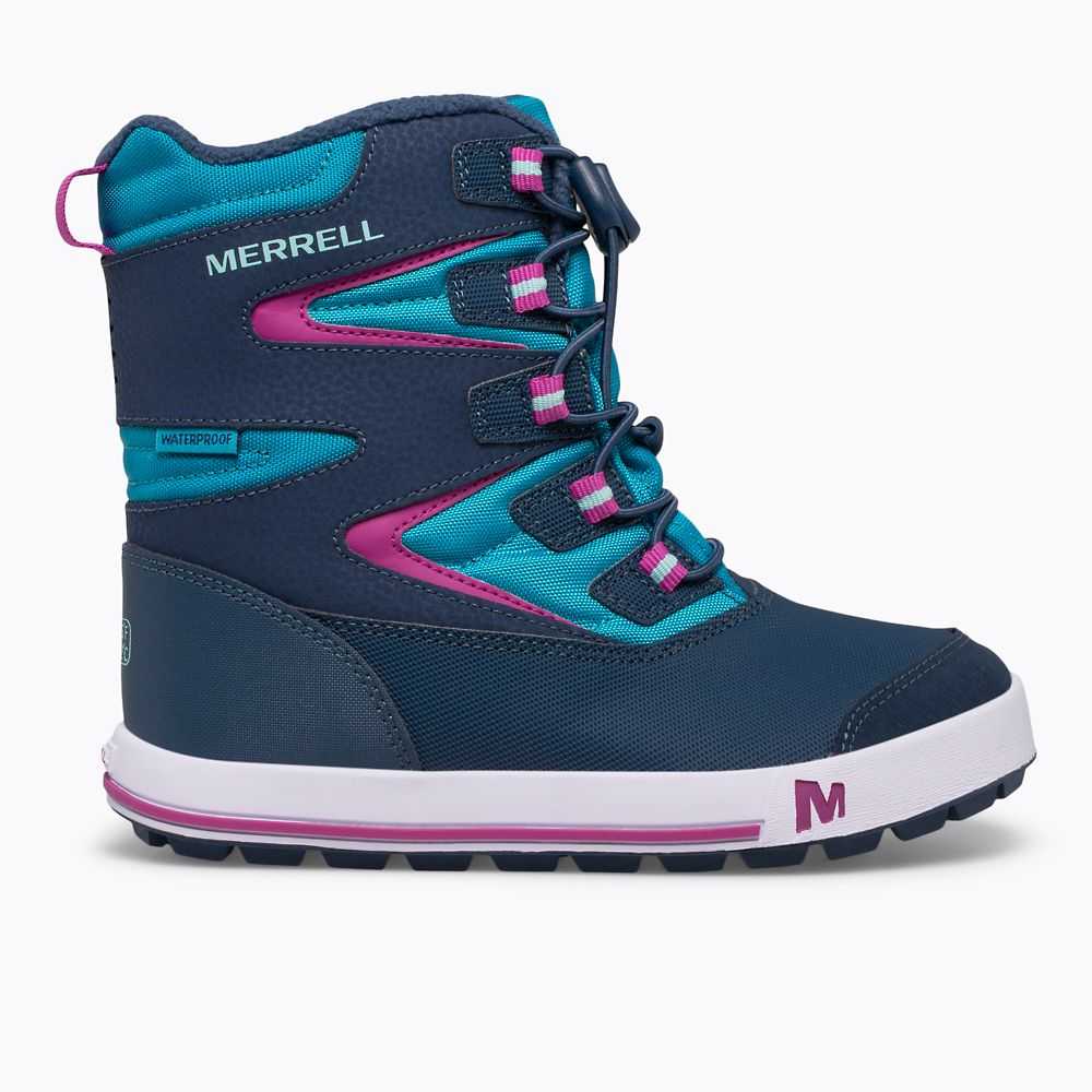 Navy/Turquoise Girls\' Merrell Snow Bank 3.0 Snow Boots | Dubai-5326179