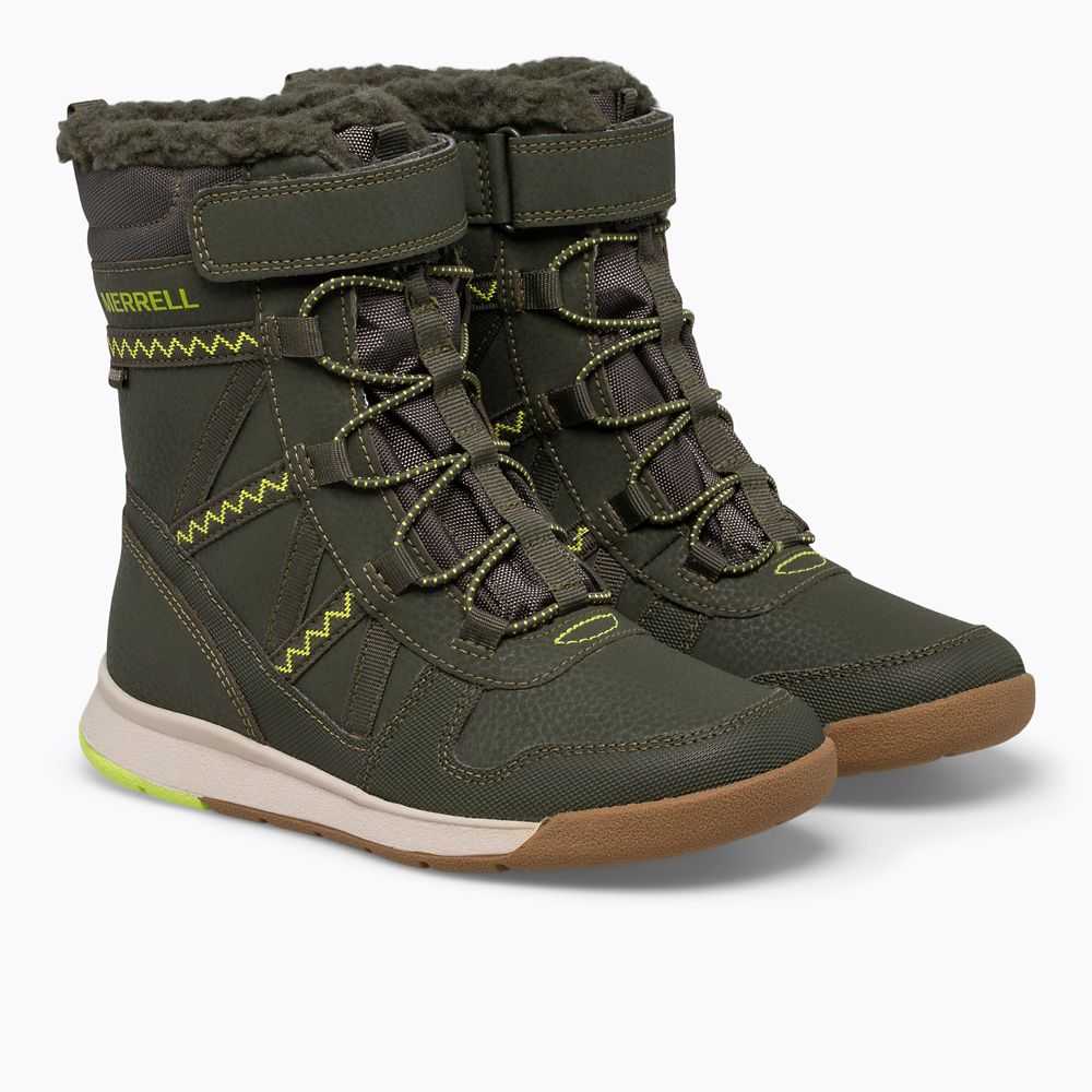 Olive/Light Green Girls' Merrell Snow Crush 2.0 Waterproof Boots | Dubai-2958417