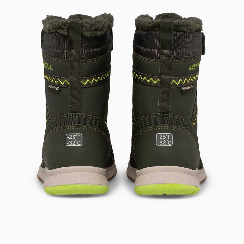 Olive/Light Green Girls' Merrell Snow Crush 2.0 Waterproof Boots | Dubai-2958417