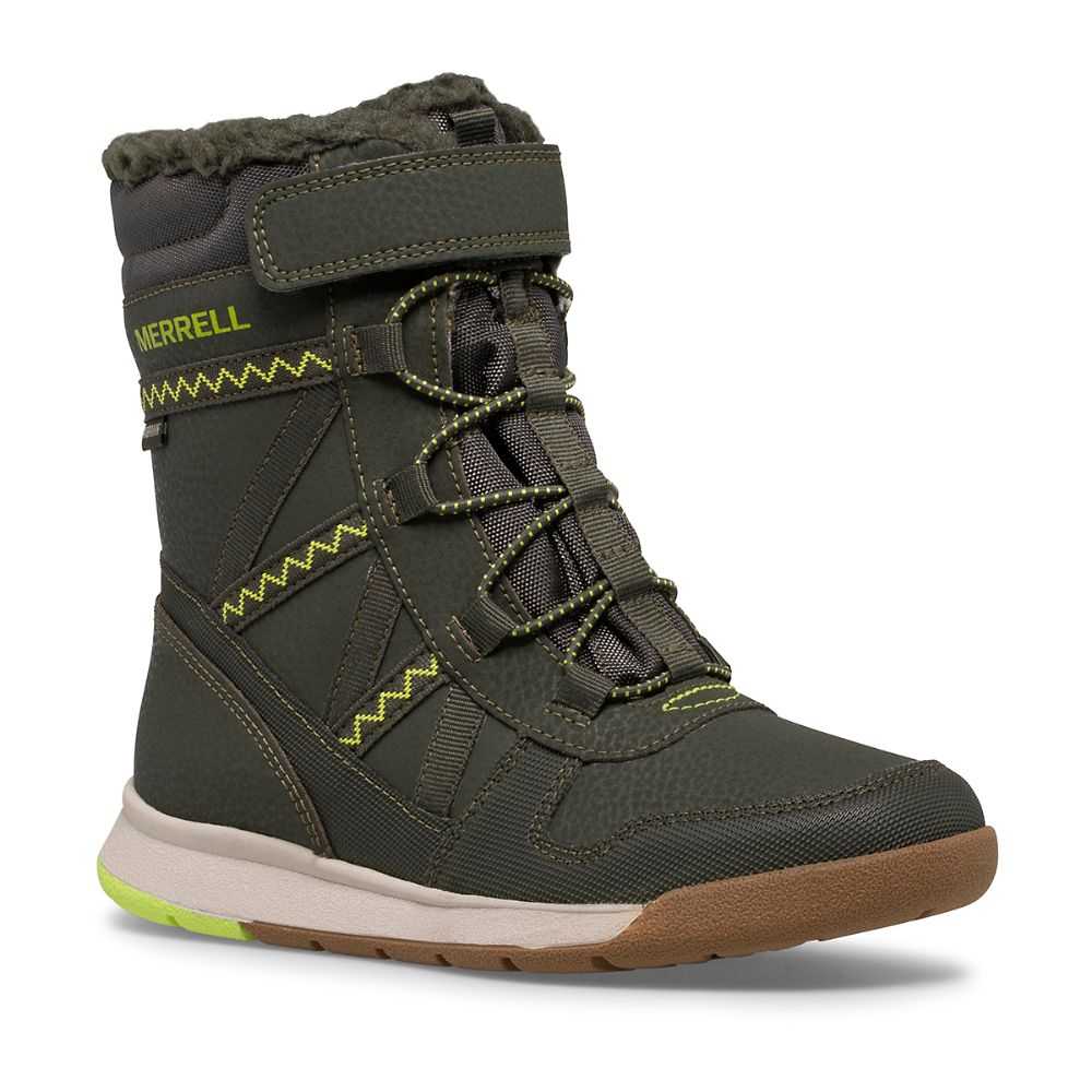 Olive/Light Green Girls' Merrell Snow Crush 2.0 Waterproof Boots | Dubai-4586310