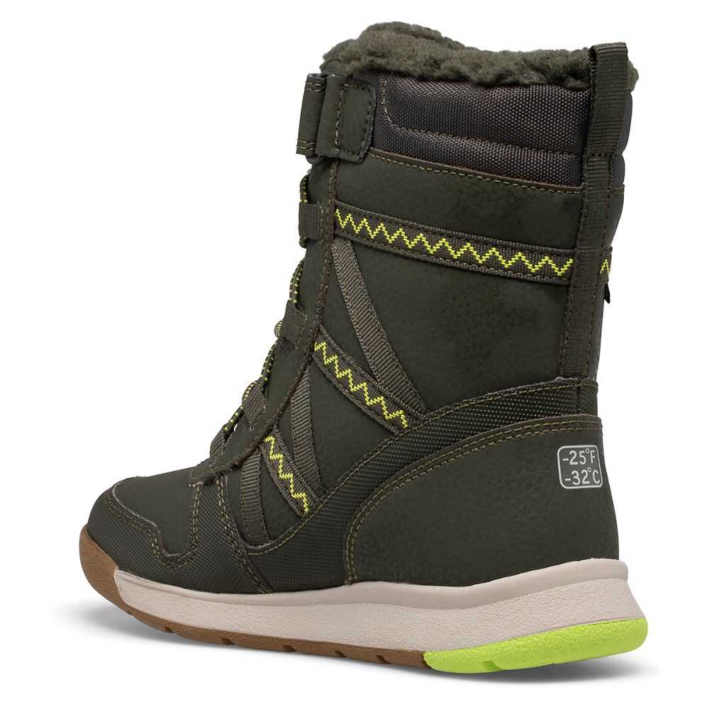 Olive/Light Green Girls' Merrell Snow Crush 2.0 Waterproof Boots | Dubai-4586310