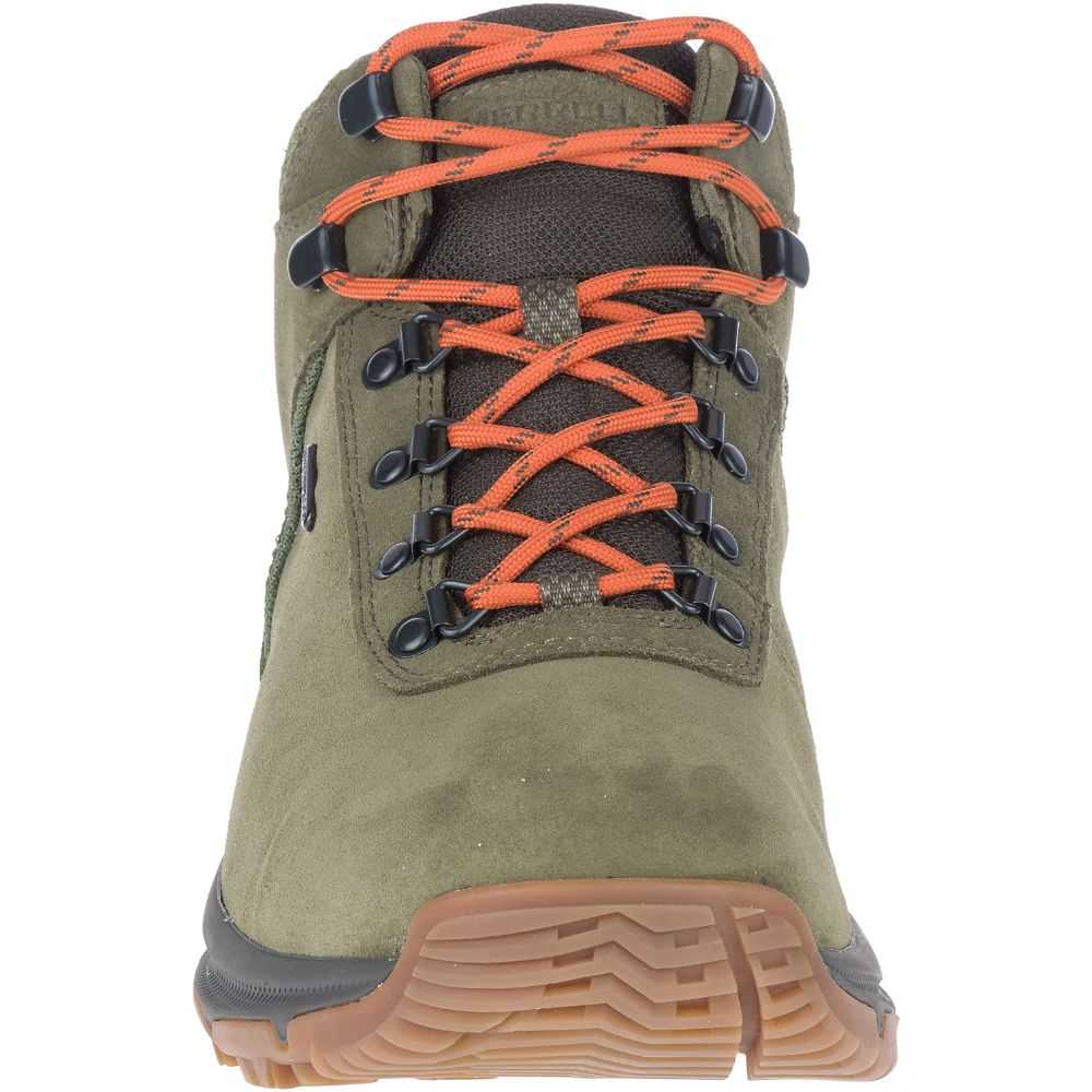 Olive Men's Merrell Erie Mid Waterproof Wide Width Hiking Boots | Dubai-0642953