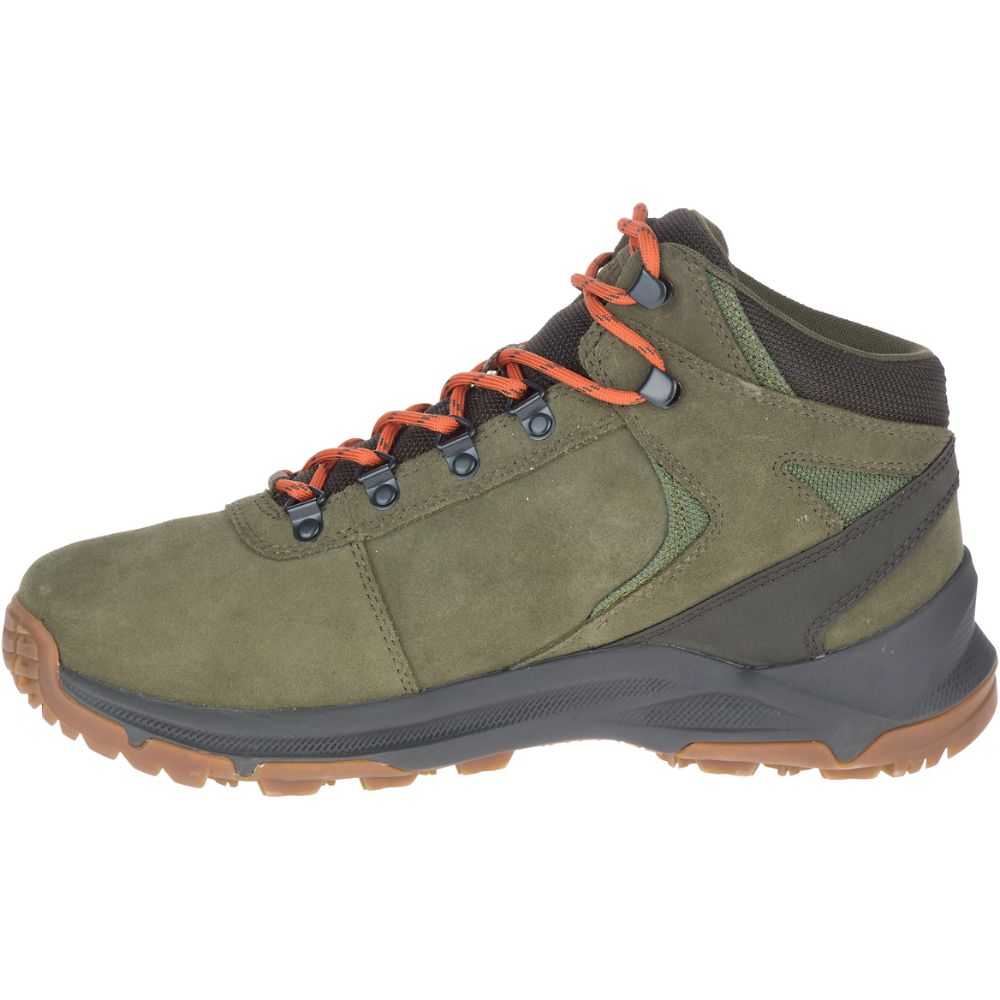 Olive Men's Merrell Erie Mid Waterproof Wide Width Hiking Boots | Dubai-0642953