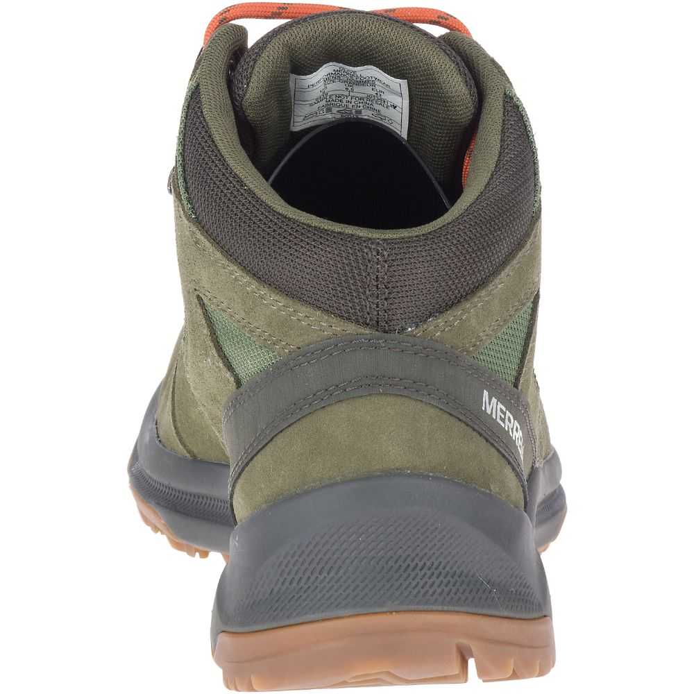 Olive Men's Merrell Erie Mid Waterproof Wide Width Hiking Boots | Dubai-0642953