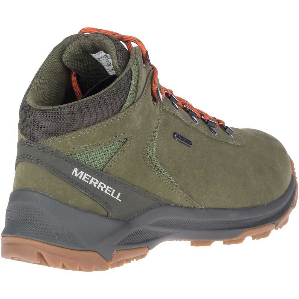 Olive Men's Merrell Erie Mid Waterproof Wide Width Hiking Boots | Dubai-0642953