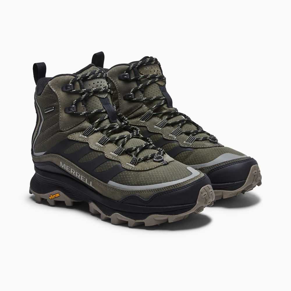 Olive Men's Merrell Moab Speed Thermo Mid Waterproof Hiking Boots | Dubai-7495180