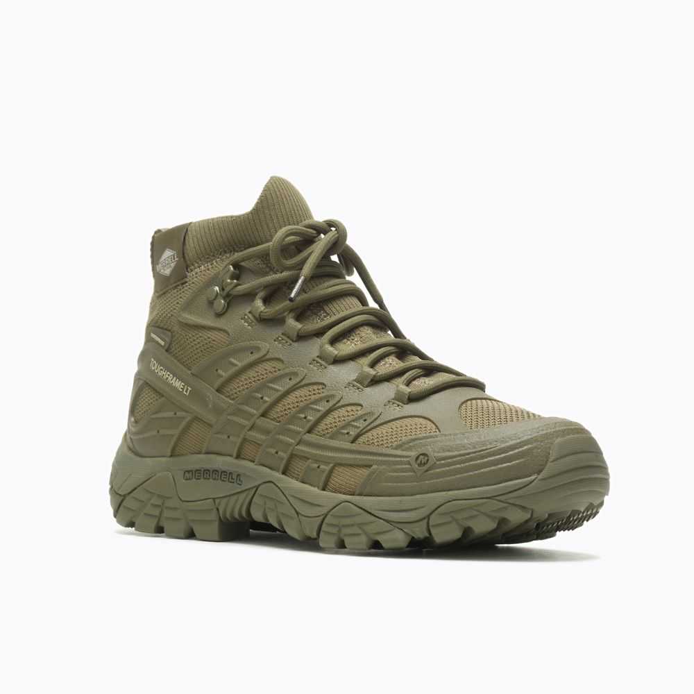 Olive Men's Merrell Moab Velocity Tactical Mid Waterproof Work Boots | Dubai-4317592