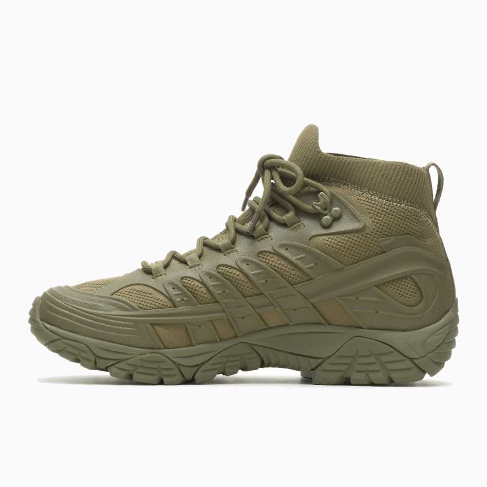 Olive Men's Merrell Moab Velocity Tactical Mid Waterproof Work Boots | Dubai-4317592