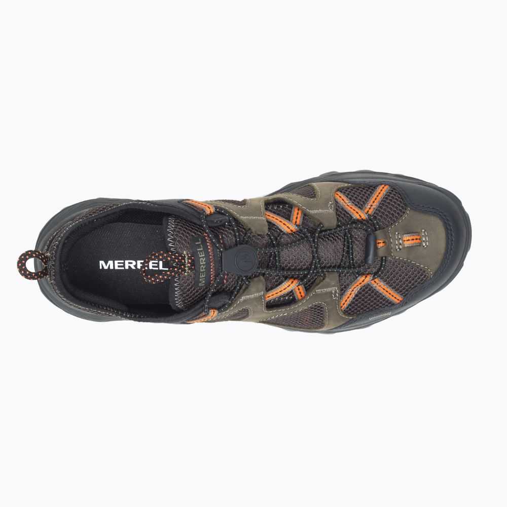 Olive Men's Merrell Speed Strike Leather Sieve Sandals | Dubai-8530427