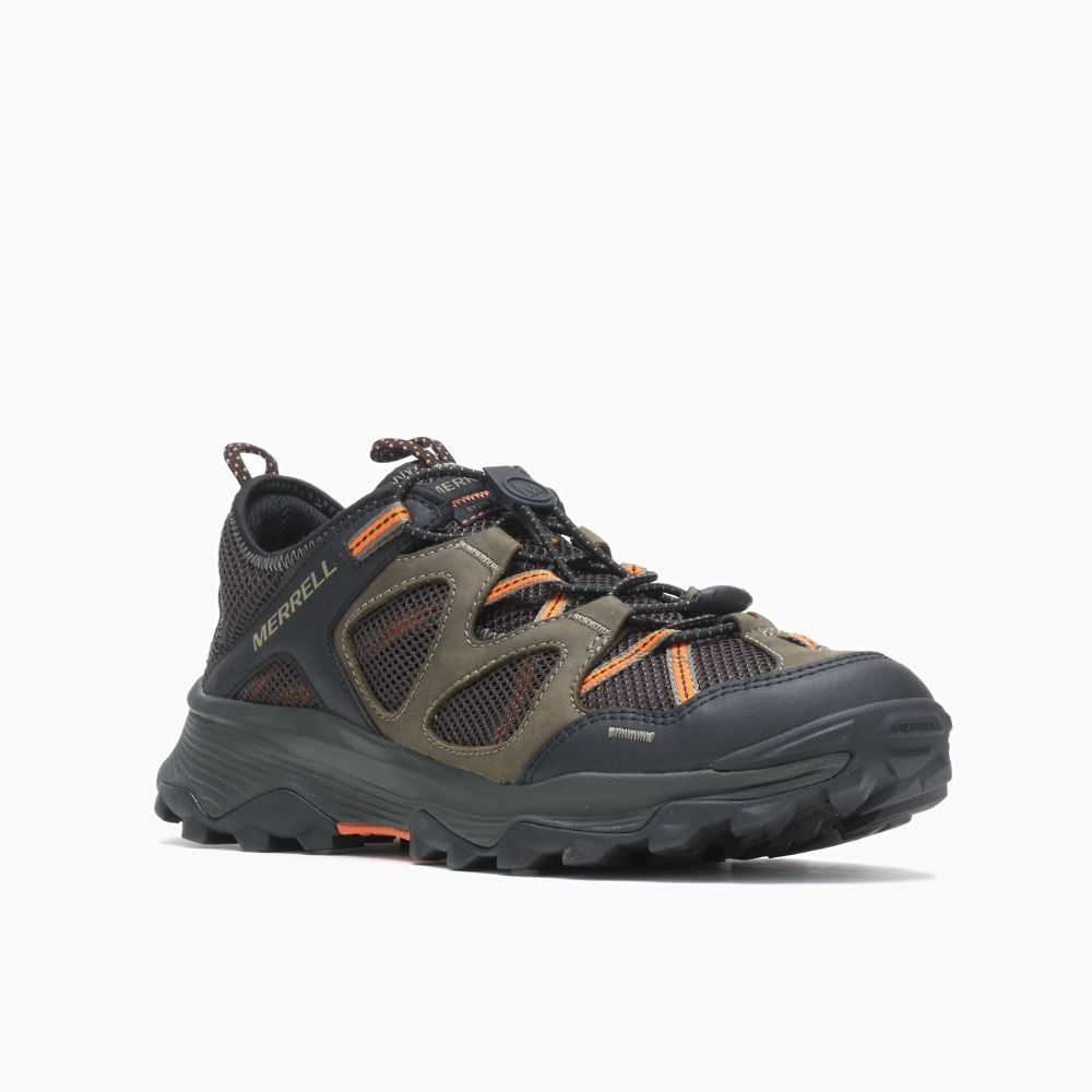 Olive Men's Merrell Speed Strike Leather Sieve Sandals | Dubai-8530427