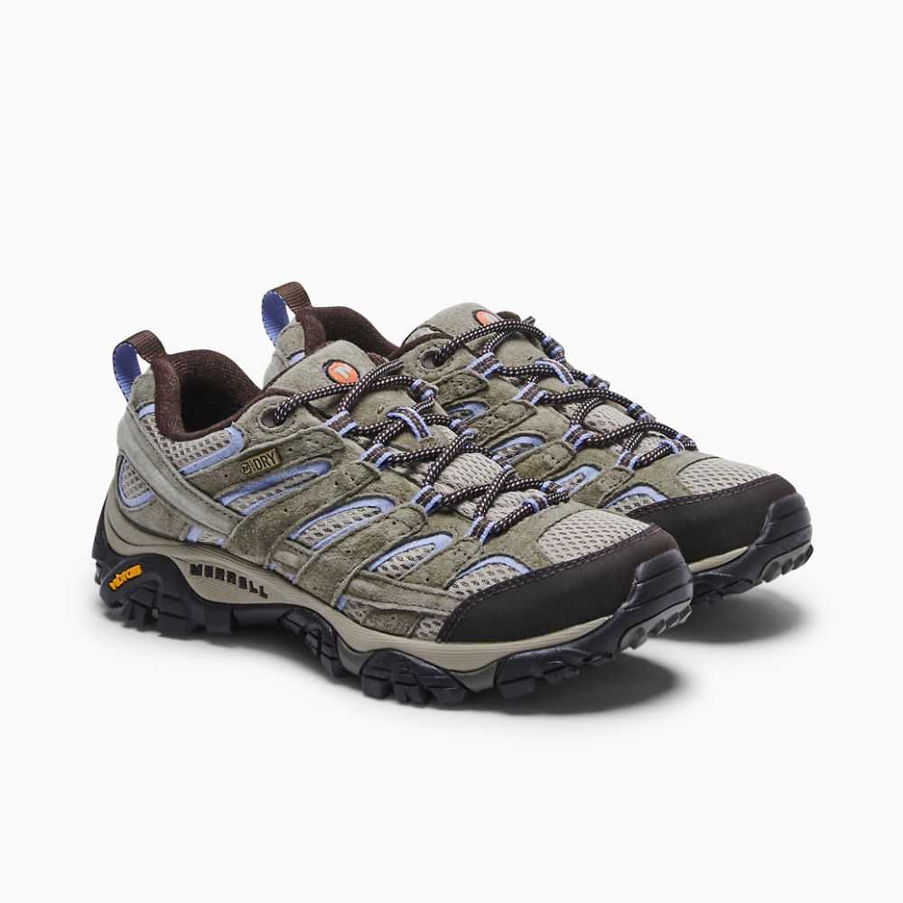 Olive Women's Merrell Moab 2 Waterproof Wide Width Hiking Shoes | Dubai-4639857