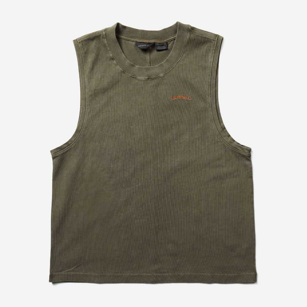 Olive Women's Merrell Sunbaked Tank Tops | Dubai-6914573