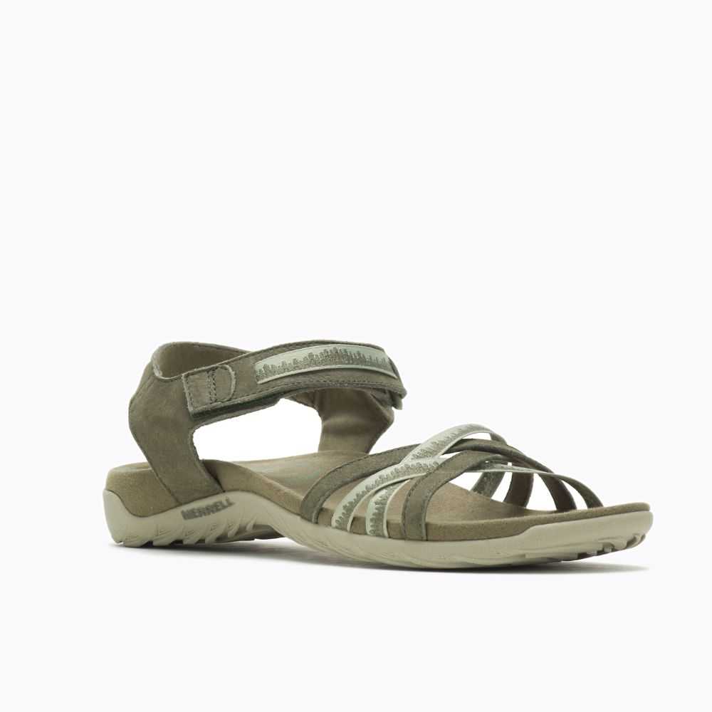 Olive Women's Merrell Terran 3 Cush Cross Sandals | Dubai-5842907