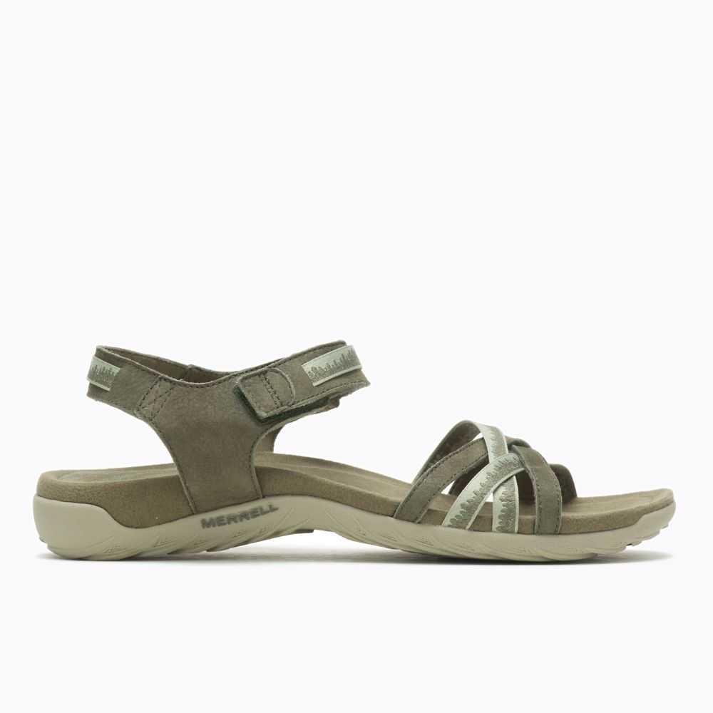 Olive Women\'s Merrell Terran 3 Cush Cross Sandals | Dubai-5842907