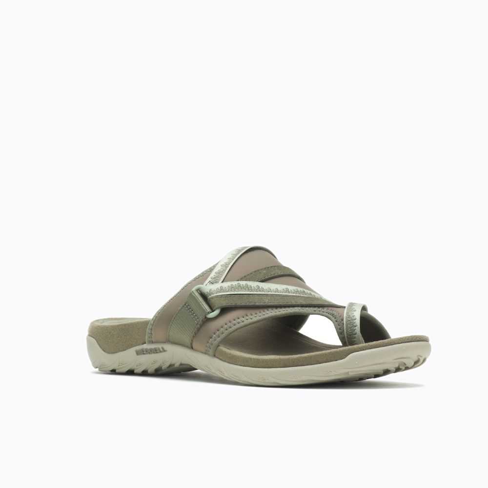 Olive Women's Merrell Terran 3 Cush Post Sandals | Dubai-4128597