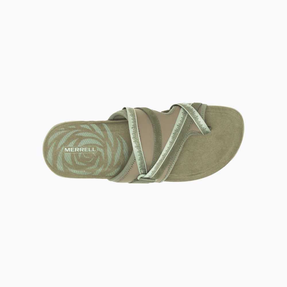 Olive Women's Merrell Terran 3 Cush Post Sandals | Dubai-4128597