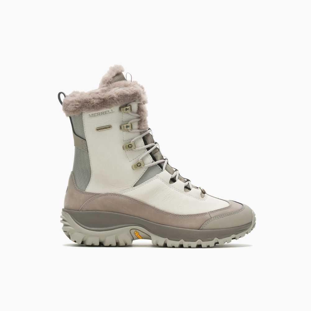 Beige Women's Merrell Thermo Rhea Mid Waterproof Hiking Boots | Dubai-6815723