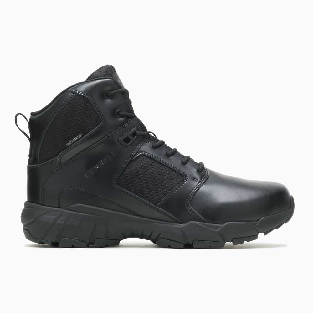 Black Men's Merrell Fullbench Tactical Mid Waterproof Work Boots | Dubai-2105648