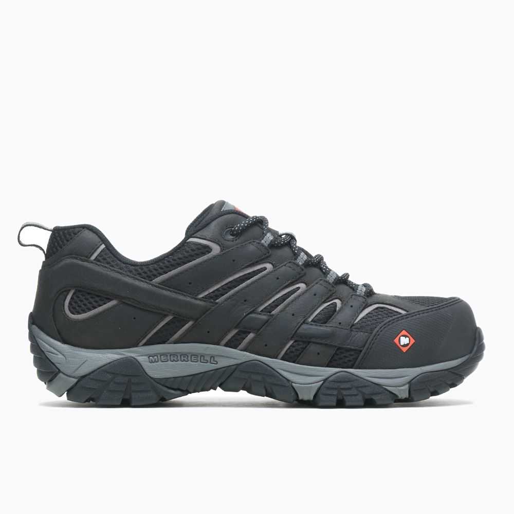 Black Men's Merrell Moab Vertex Vent Comp Toe Wide Width Work Shoes | Dubai-7506382