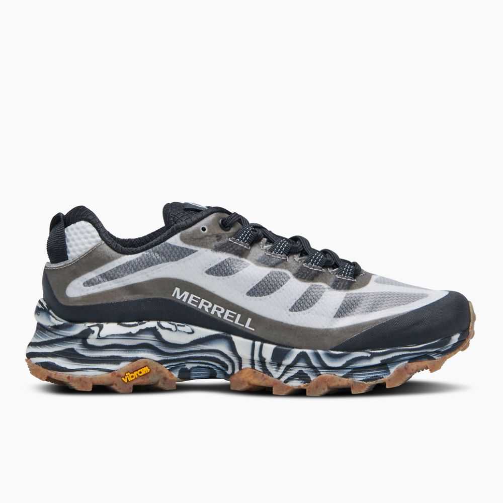 Black/White Men's Merrell Moab Speed Eco Dye Trail Running Shoes | Dubai-0813976