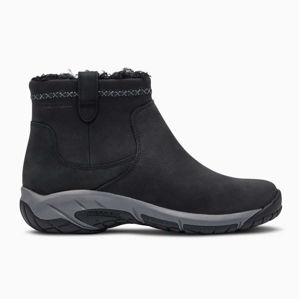 Black Women's Merrell Encore 4 Bluff Zip Polar Waterproof Wide Width Winter Boots | Dubai-1793052