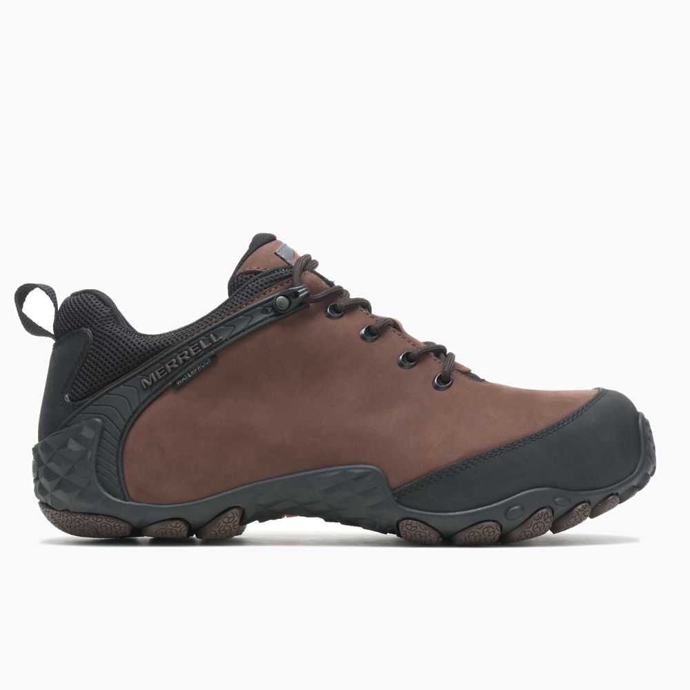 Brown Men's Merrell Chameleon Flux Leather Waterproof Carbon Fiber Work Shoes | Dubai-0781532