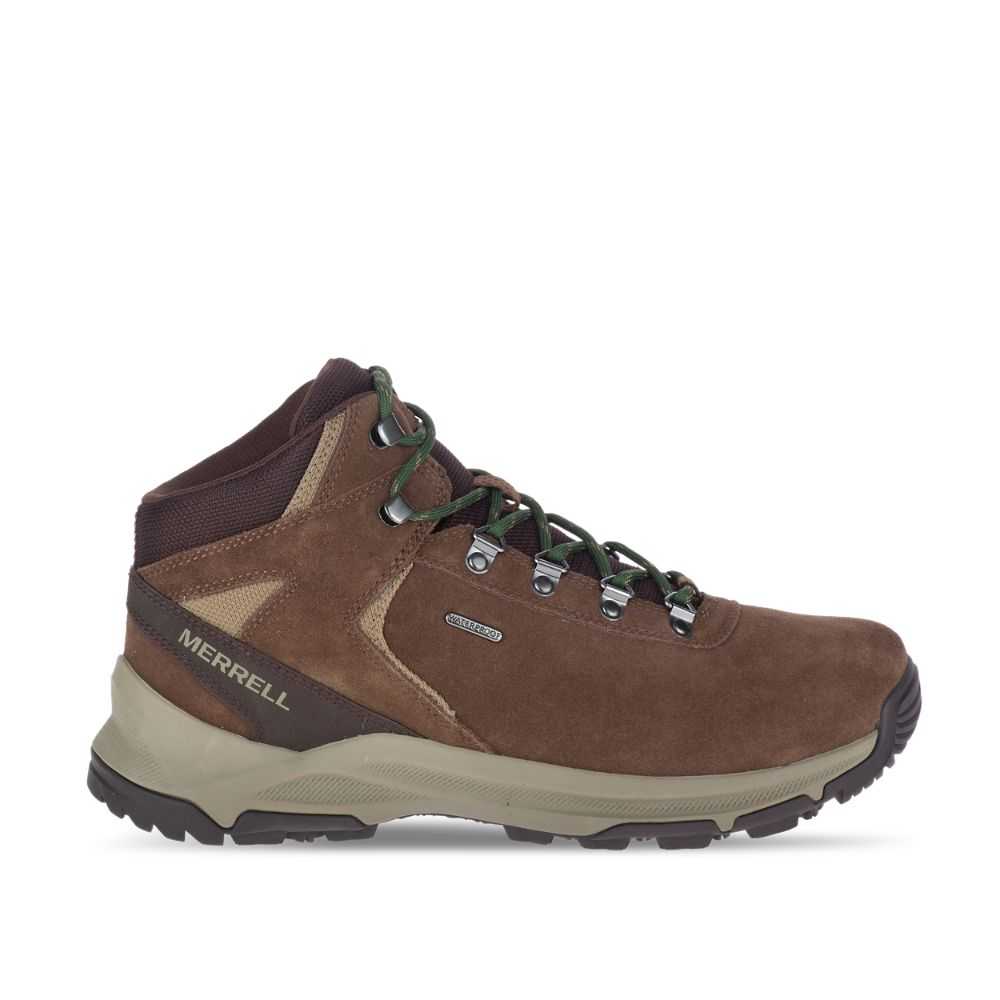 Brown Men's Merrell Erie Mid Waterproof Wide Width Hiking Boots | Dubai-1934278