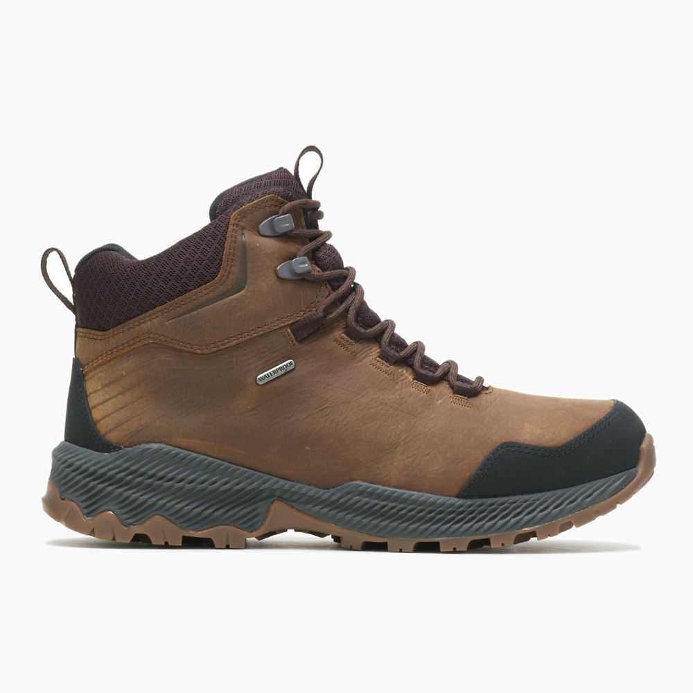 Brown Men's Merrell Forestbound Mid Waterproof Hiking Boots | Dubai-0591683