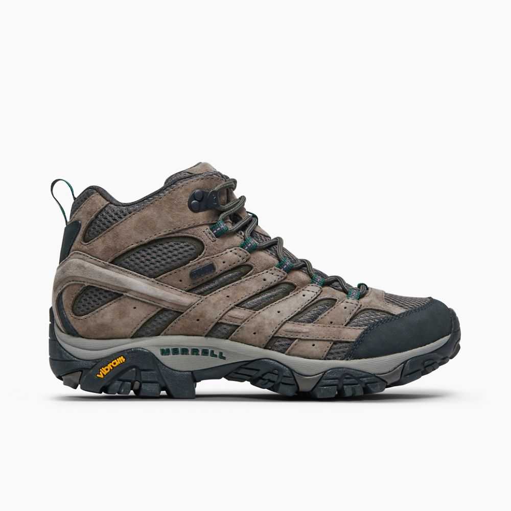 Brown Men's Merrell Moab 2 Mid Waterproof Wide Width Hiking Boots | Dubai-0546329