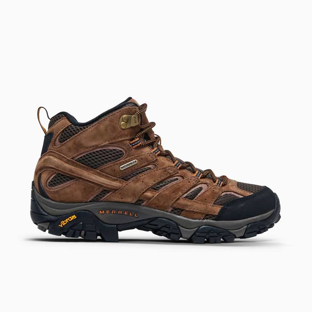 Brown Men's Merrell Moab 2 Mid Waterproof Hiking Boots | Dubai-9078214